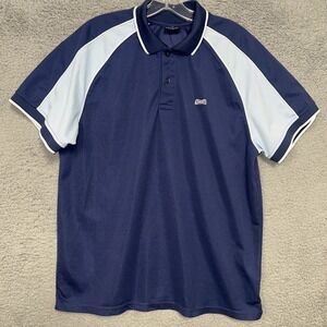 VTG Le Tigre Shirt Men's Size L Blue Henley Color Block Polo Golf Embroider Logo